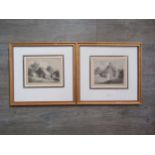 A pair of early 19th Century monotone watercolours of thatched cottage scenes. Both unsigned. Framed