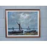 BRIAN O'HANLON (XX) A framed oil on board depicting moored sailing vessels with yachts in the