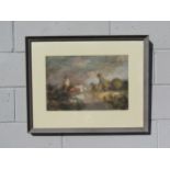 GORDON DAVEY (XX): A pair of framed and glazed watercolours and gouache on paper, mill scene and