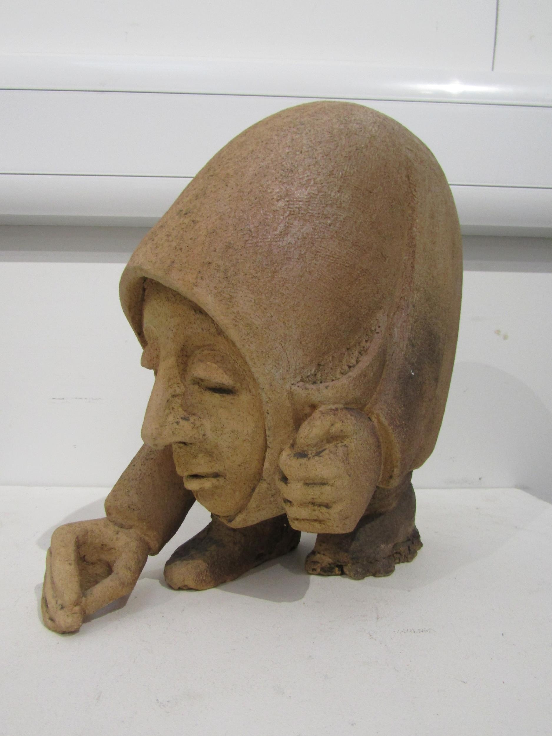 JULIET DYER (1933-2015): A studio pottery figure titled "The Sower". Label to base, 32cm x 32cm x - Image 2 of 6