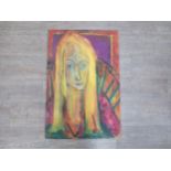 SVEN BERLIN (1911-1999) A large original oil on board painting of a girl, signed 'Sven 71' to