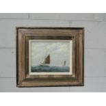 ALFRED VAVASOUR HAMMOND (1900-1985): A framed oil on board of sailing boats. Signed bottom right.