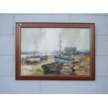 BRIAN O'HANLON (XX) A framed oil on board depicting scene at Southwold. Signed bottom. Image size