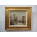 ALFRED VAVASOUR HAMMOND (1900-1985): A framed oil on board, Lock side cottage. Signed bottom left.