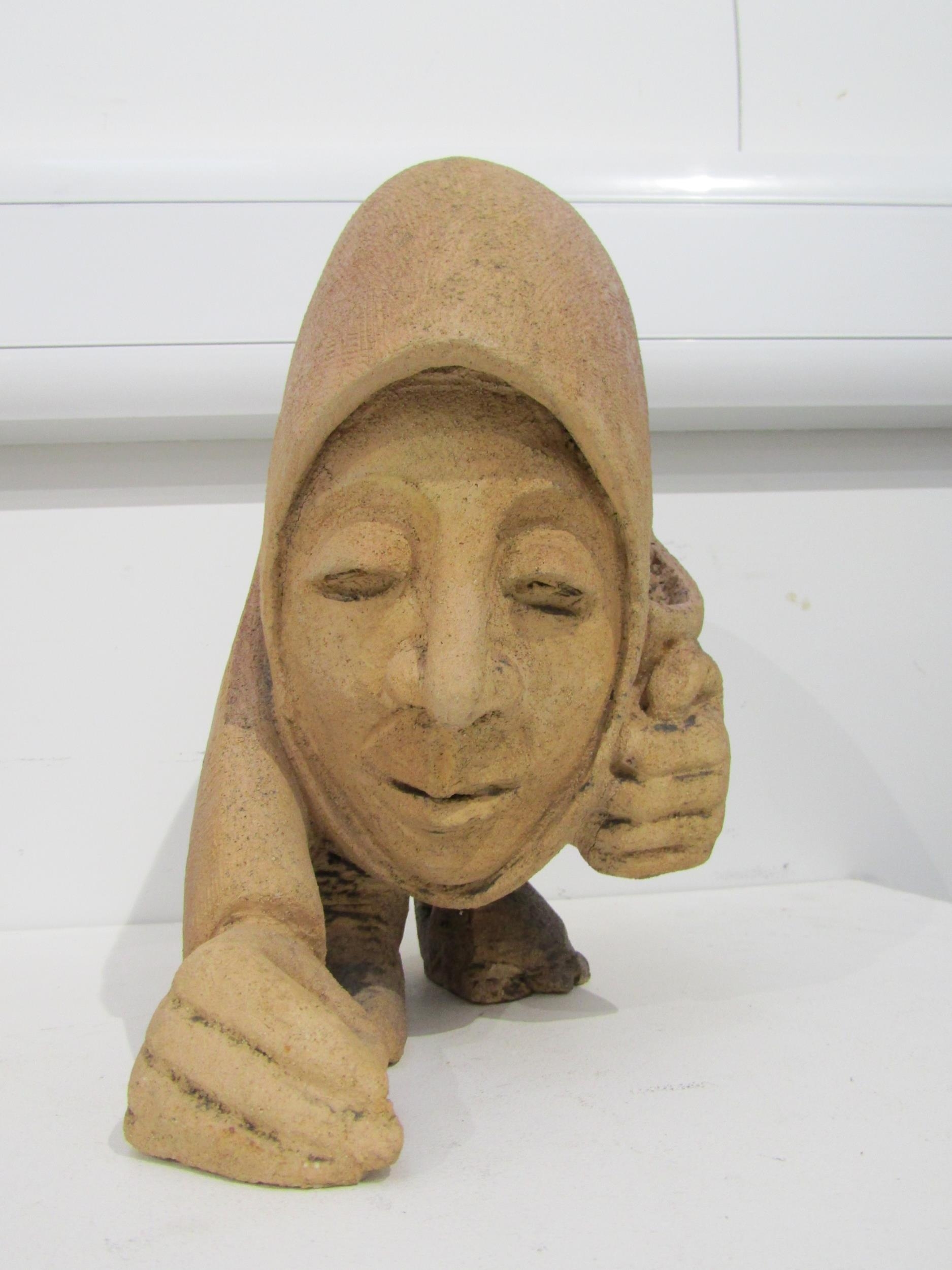 JULIET DYER (1933-2015): A studio pottery figure titled "The Sower". Label to base, 32cm x 32cm x - Image 3 of 6