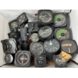 A collection of mainly aircraft dials/gauges including Course Selector and Engine Oil Temperature