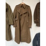 A WWII 1942 dated officer's great coat by Hector Powe, Chaplain's insignia