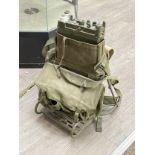 A British Army 1980 dated backpack with TX/RX Radio A41 No.2 radio set