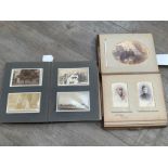 Two vintage photograph albums one including family portraits, the other relating to military life in
