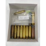 Ten 20mm cannon shell cases as used by RAF Spitfires, Hurricanes and Tempests, including 1941,