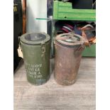 Two military hot lock insulated food containers
