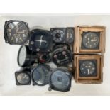 A collection of dials, mainly aircraft, including US landing gear, fuel indicator, Engine RPM etc