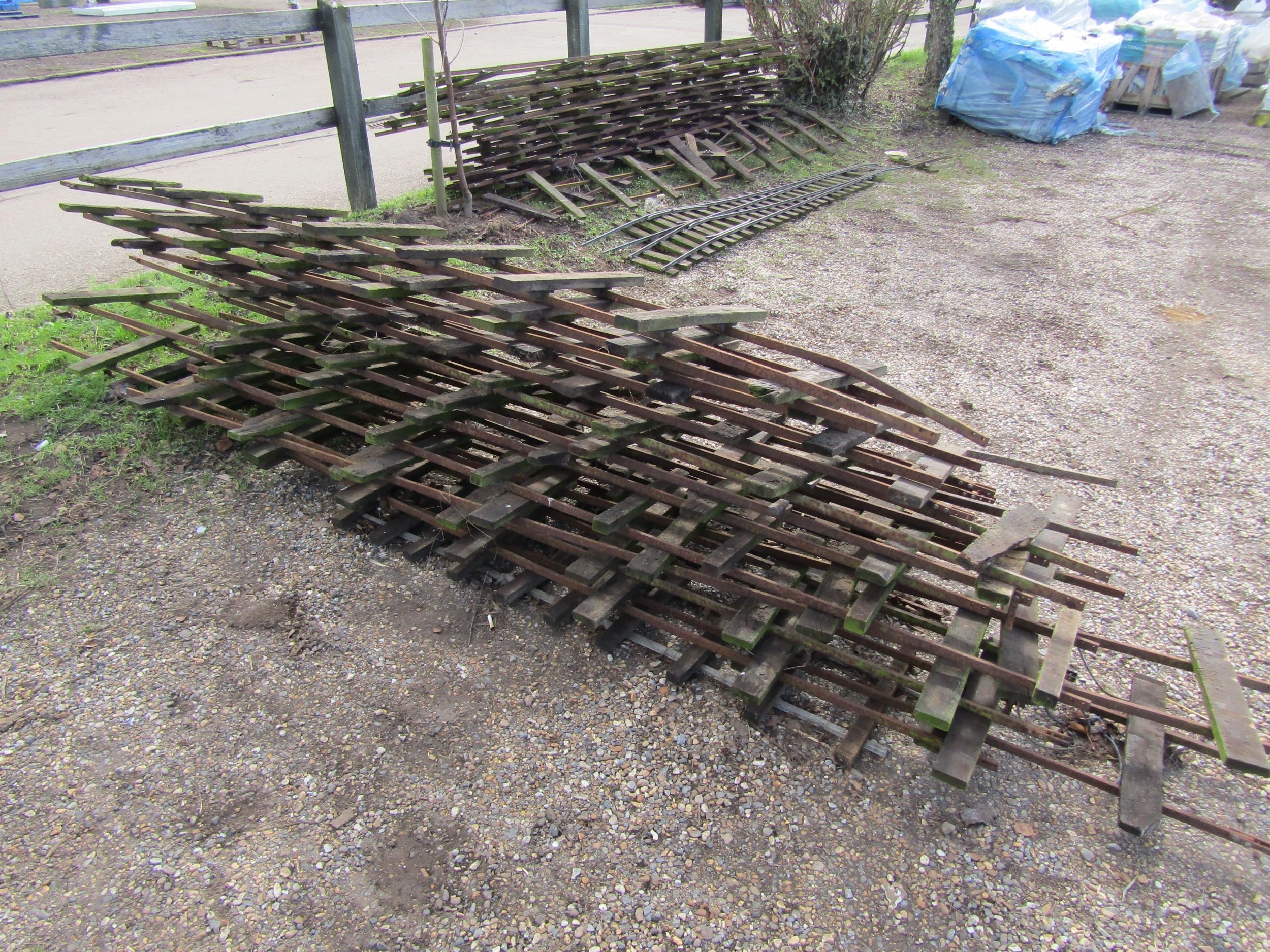 A good quantity of 7 1/4" gauge miniature railway track. Approximately 75 metres in total, divided