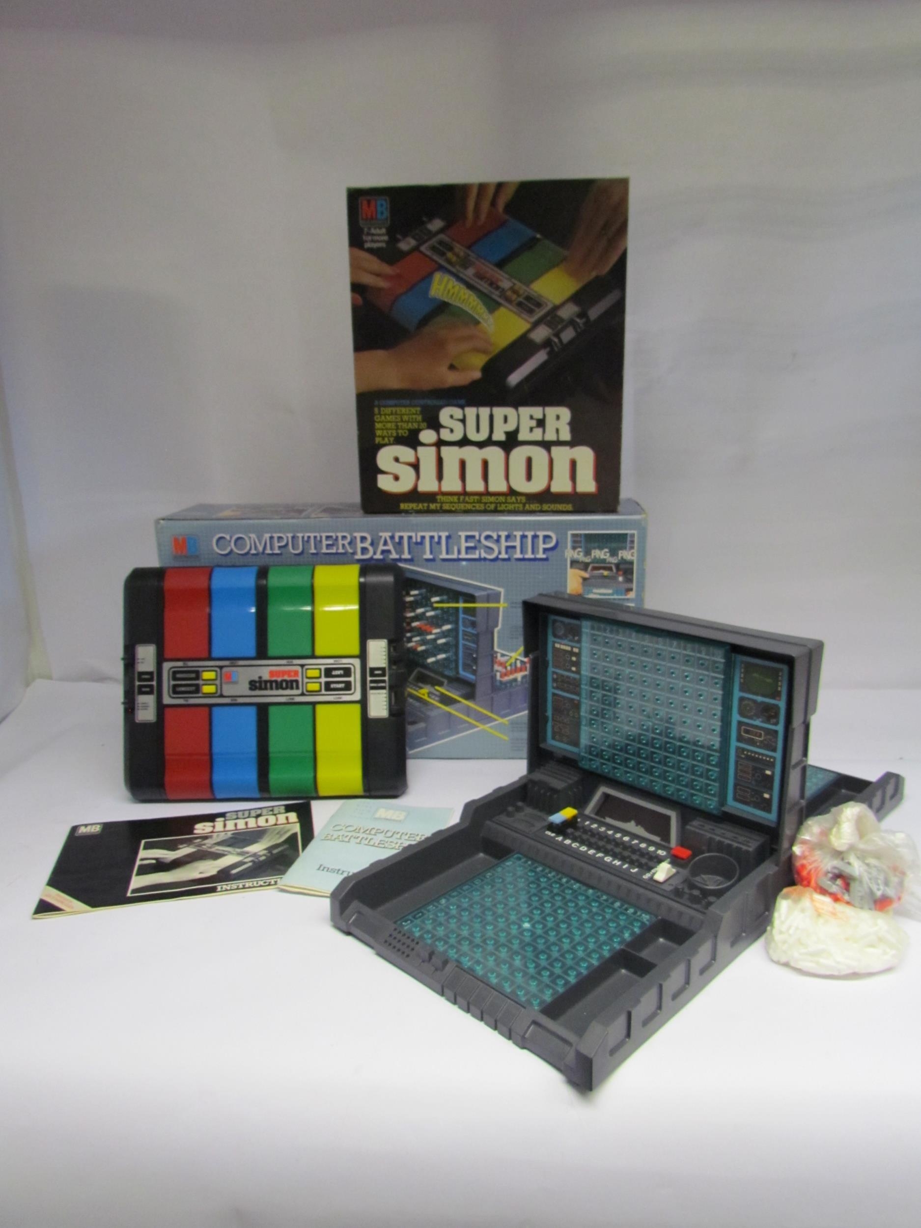 Two boxed MB electronic games; Super Simon (box a/f) and Computer Battleship