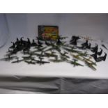 A collection of loose Atlas Edition diecast model military aircraft and stands