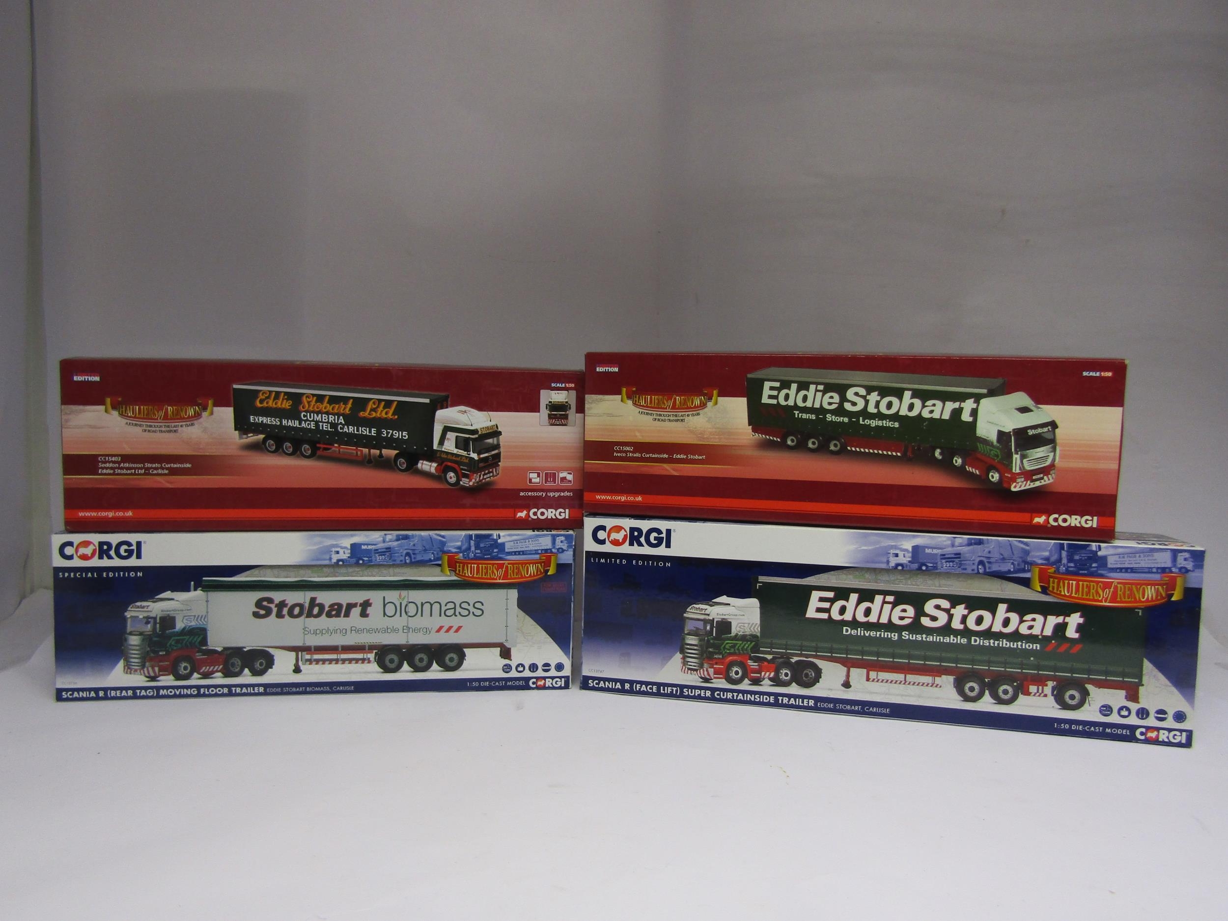 Four boxed Corgi Hauliers Of Renown 1:50 scale diecast Eddie Stobart haulage vehicles to include