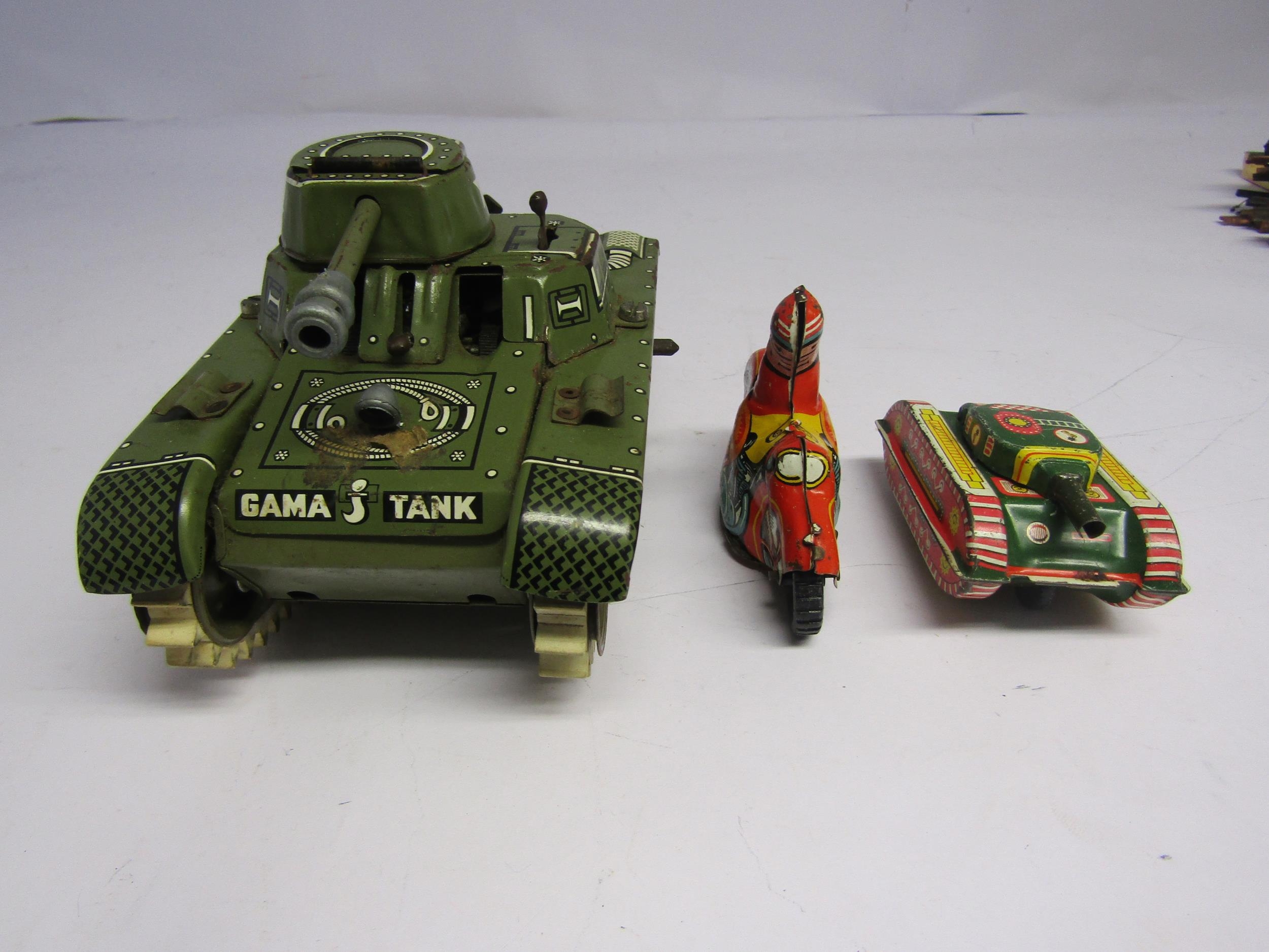 A West German tinplate clockwork Gama T65 tank together with a smaller tinplate tank, British made - Image 2 of 5