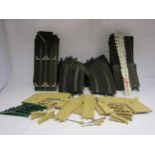 A collection of Scalextric track, fences and bridge