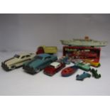 Assorted tinplate toys including Minister car, Marx Tipper Train etc