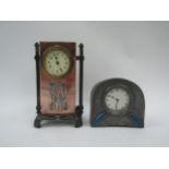 A Junghams copper cased desk timepiece circa 1910, one day spring driven movement, 18cm x 10cm, also