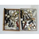 Two trays of mixed vintage quartz and mechanical watches including Seiko, Cyma, Poljot, Sekonda, etc