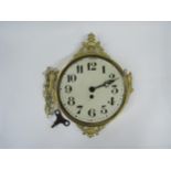 A late 19th early 20th Century circular hanging wall timepiece, 25cm x 36cm, Japy Freres 7-day