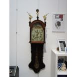 A Dutch Staartklok (tail clock) with painted dial, weight driven movement, circa 1850 with later