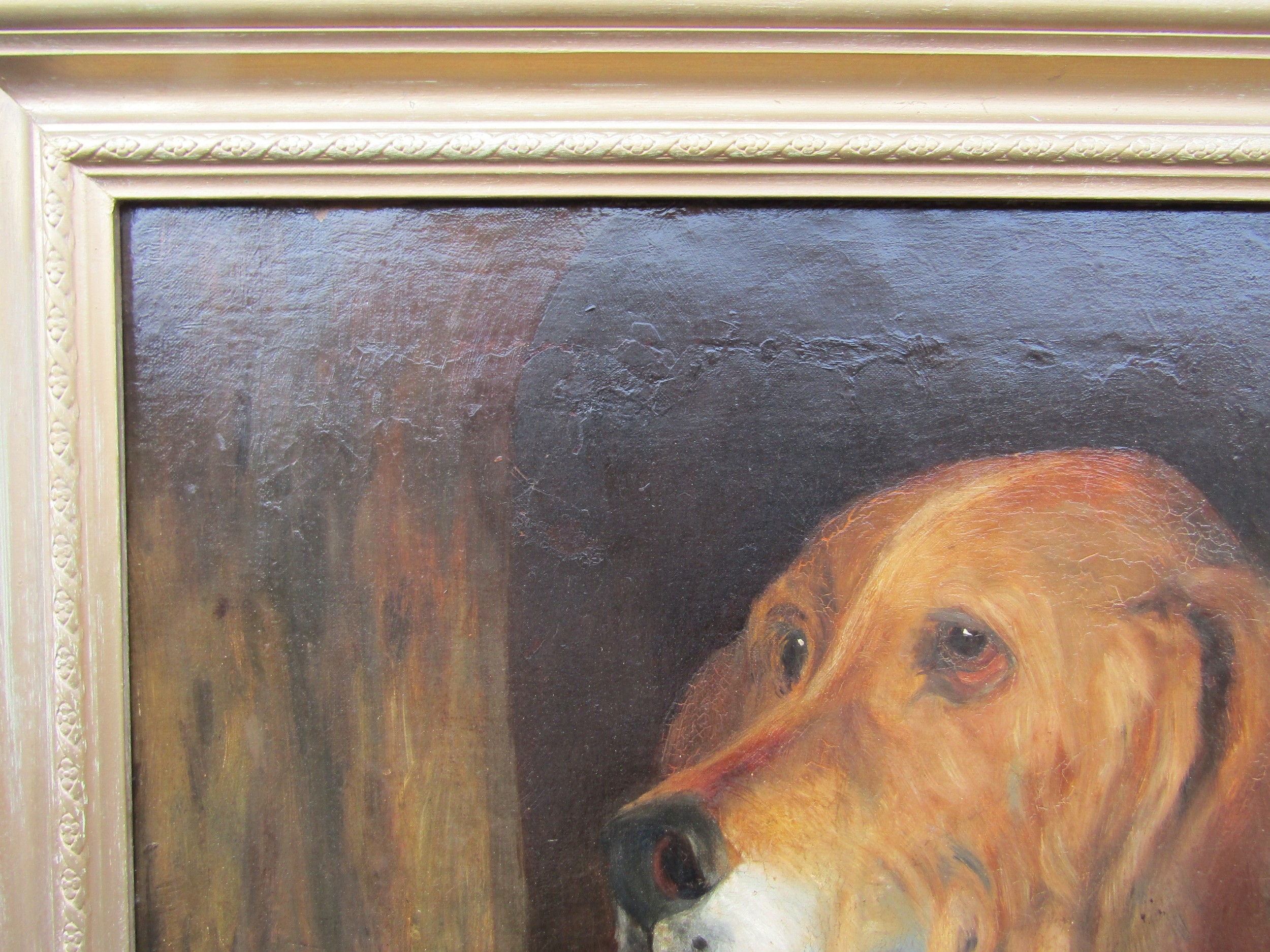 After Landseer - An oil on canvas of 'Dignity & Impudence' depicting two dogs. Unsigned. Set in a - Image 4 of 5