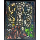 ROSEMARY RUTHERFORD (1912-1972) A leaded, stained and painted glass panel depicting a figural