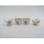 Two pairs of late 19th early 20th Century Meissen bowls/dishes with floral and insect detail, 3cm