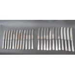 A William Yates silver part cutlery set, Sheffield 1975, 12 large knives, 12 small knives, 12
