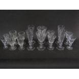 A large quantity of handblown glasses originally from the Essenburg Castle. The two part sets were
