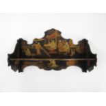 A circa 1920 Japanese chinoiserie wall shelf with gilt figural scenes