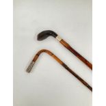 A gentleman's walking cane with silver end and gentleman's putting cane, marked Birmingham 1898