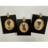 Five early 19th Century silhouettes, some with dates verso, all in similar ebonised frames. The