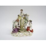 A 20th Century Meissen porcelain figural group of Europa and the Bull, hand painted and enriched