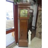 A Georgian oak cased grandfather clock with brass square dial by Samuel Buxton Diss with weight