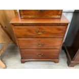 A 19th Century mahogany slim Batchelors chest of three drawers with brushing slide, 83cm x 50.5cm