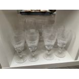 Two set of six crystal wine glasses and four others