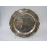 A Camusso Sterling 925 presentation tray made in Peru with engraved inscription and signatures