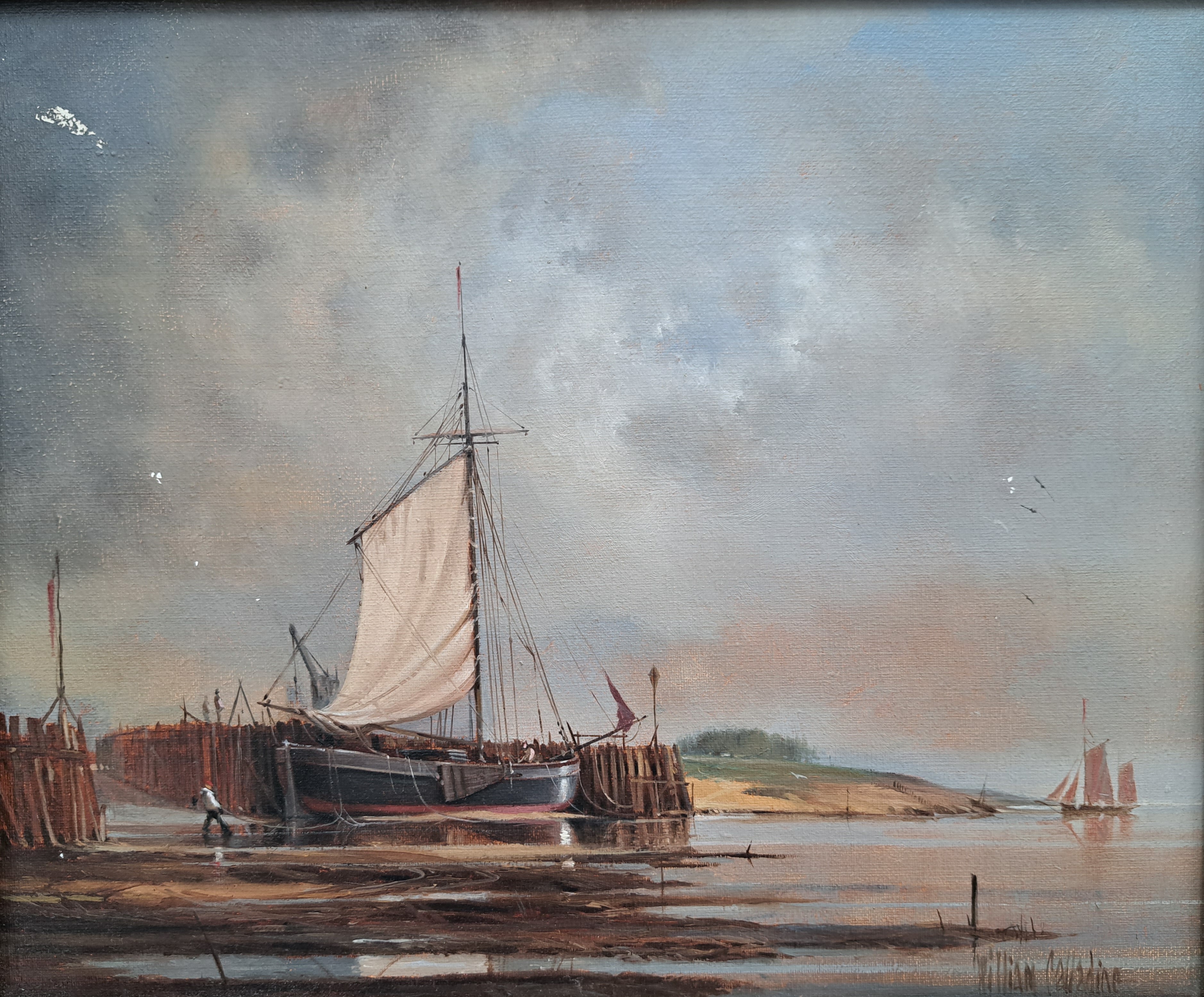 WILLIAM CALLADINE (XX) East Anglian coastal scene with sailing barge