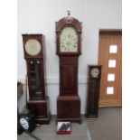 A William Latch of Newport long case clock with Roman dial, second subsidiary, calendar wheel, the