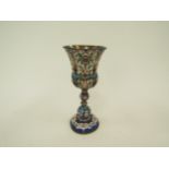 A late 19th Century Russian Lev Fridrikhovitch Oleks, Moscow silver cloisonné enamelled goblet