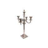 A Victorian Richard Hodd & Son silverplated four light candelabrum with bead and swag decorated