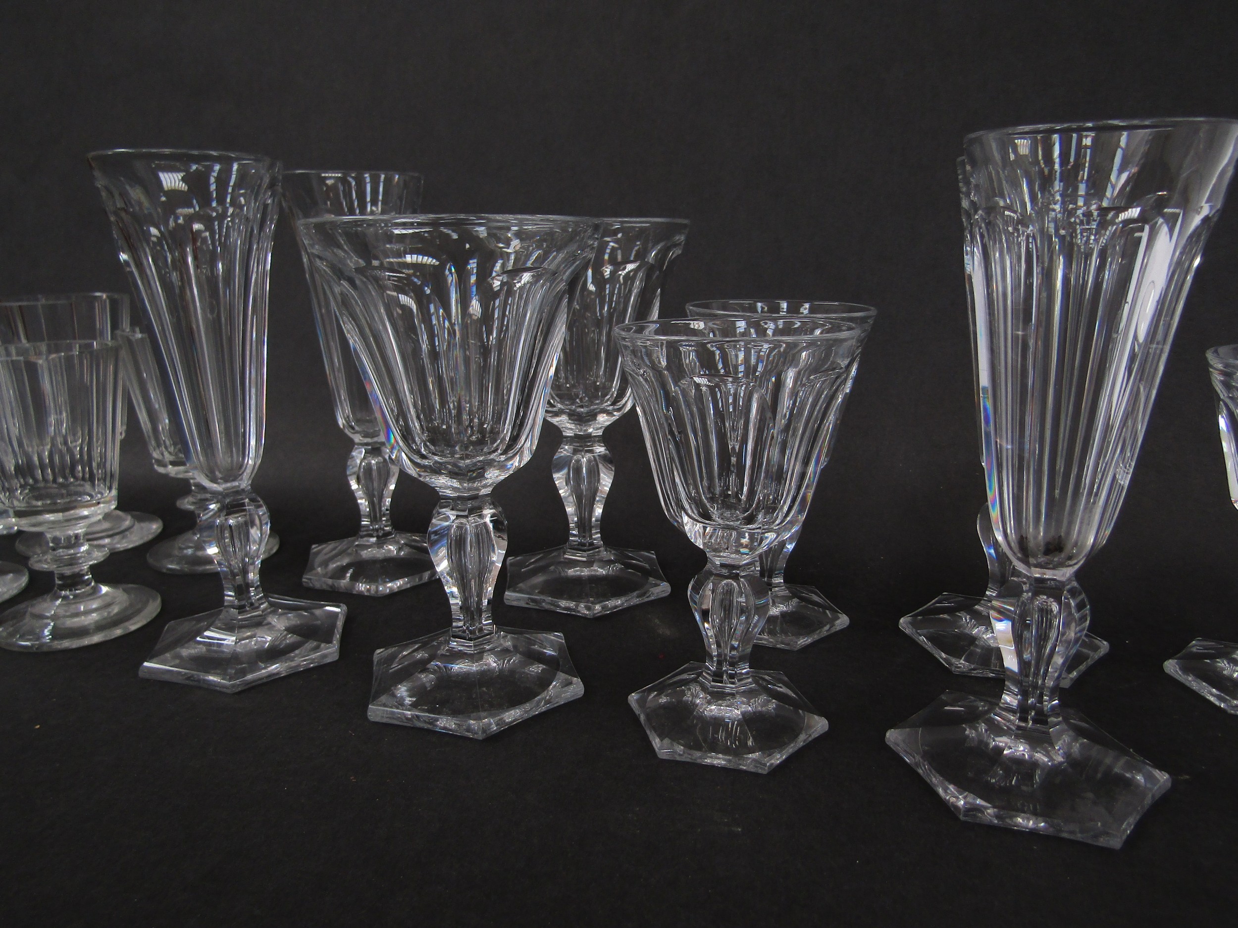 A large quantity of handblown glasses originally from the Essenburg Castle. The two part sets were - Image 2 of 2