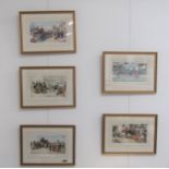 After A. LUDOVICI a series of five stage coach prints 20th century copies, framed and glazed, 18cm x