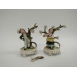 Two 19th Century Continental porcelain figures with blossoming tree detail (damaged)
