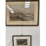 Four various 19th Century etchings/prints including City of Canterbury harbour/port, Talmouth bay
