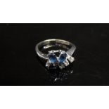 A white gold sapphire and diamond dress ring, stamped 585. Size L, 2.2g