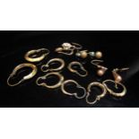 Seven pairs of various earrings including 9ct gold, 6.7g total
